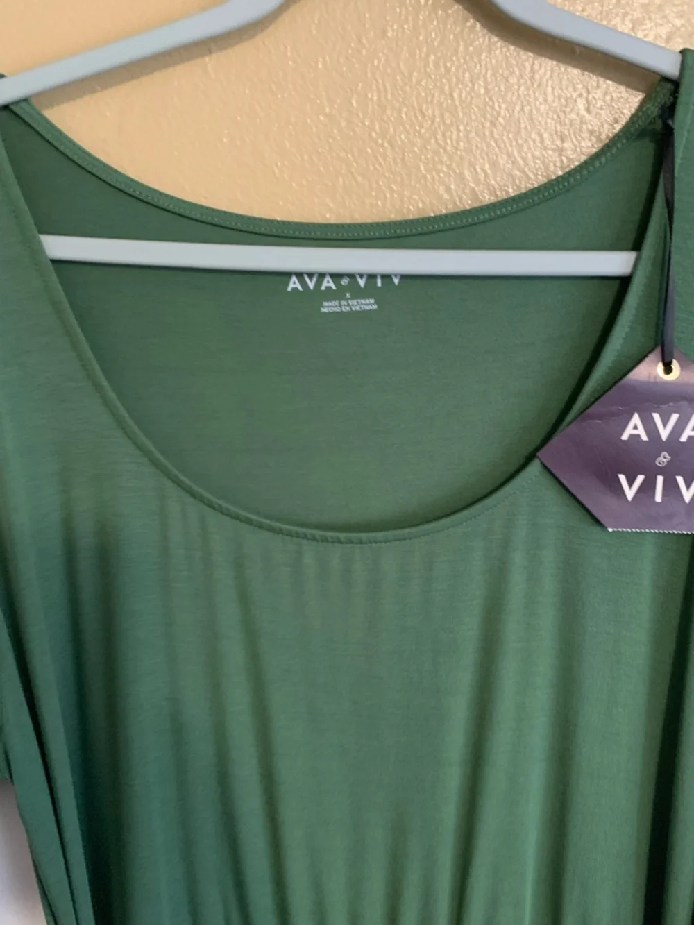 Ava & Viv Olive Green Midi Dress with Side Tie - Picture 4 of 5